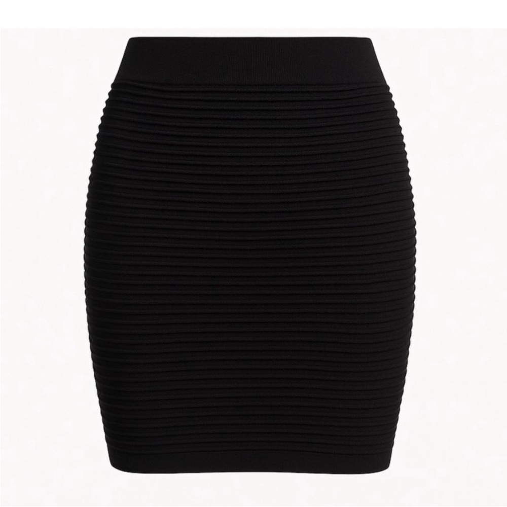 BCBG Black Ribbed Bodycon Bandage Mini Skirt (Size M/L)